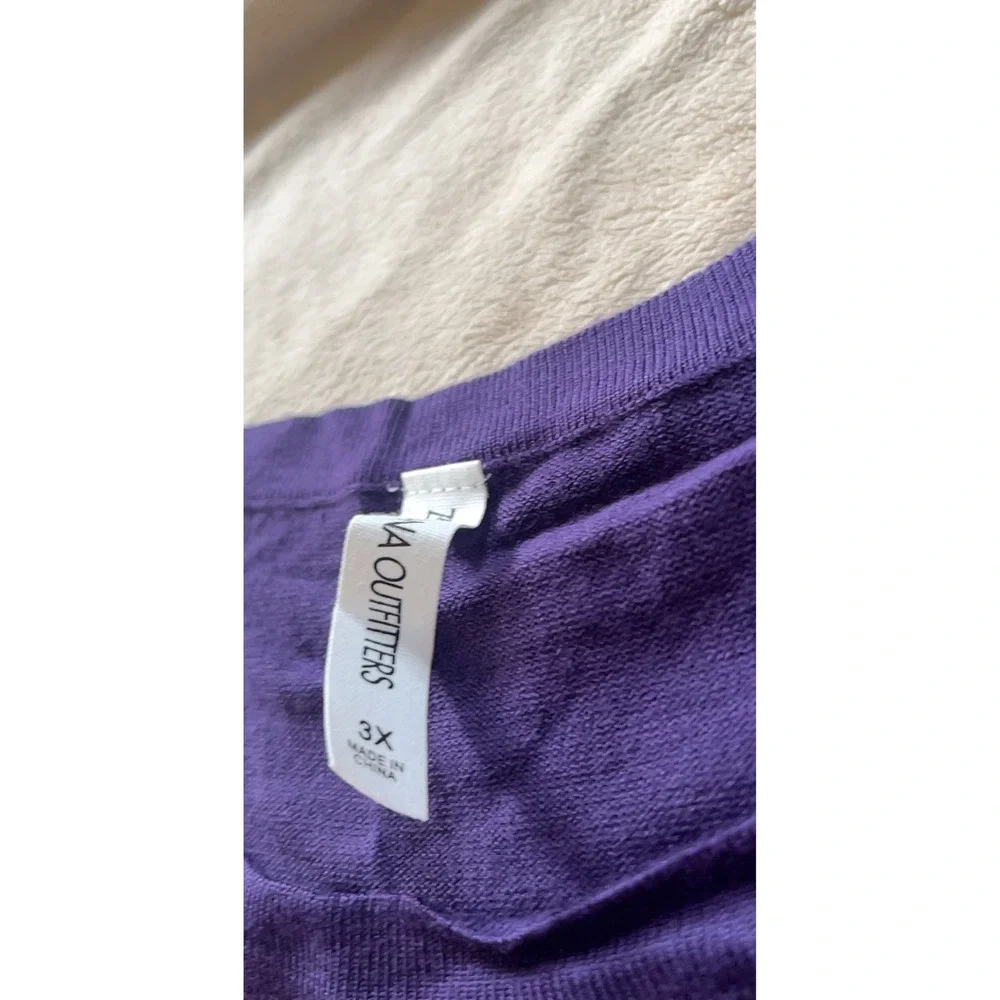 Zenana Outfitters Long Sleeve Crewneck Pullover Sweater Purple‎ 3X Plus Size